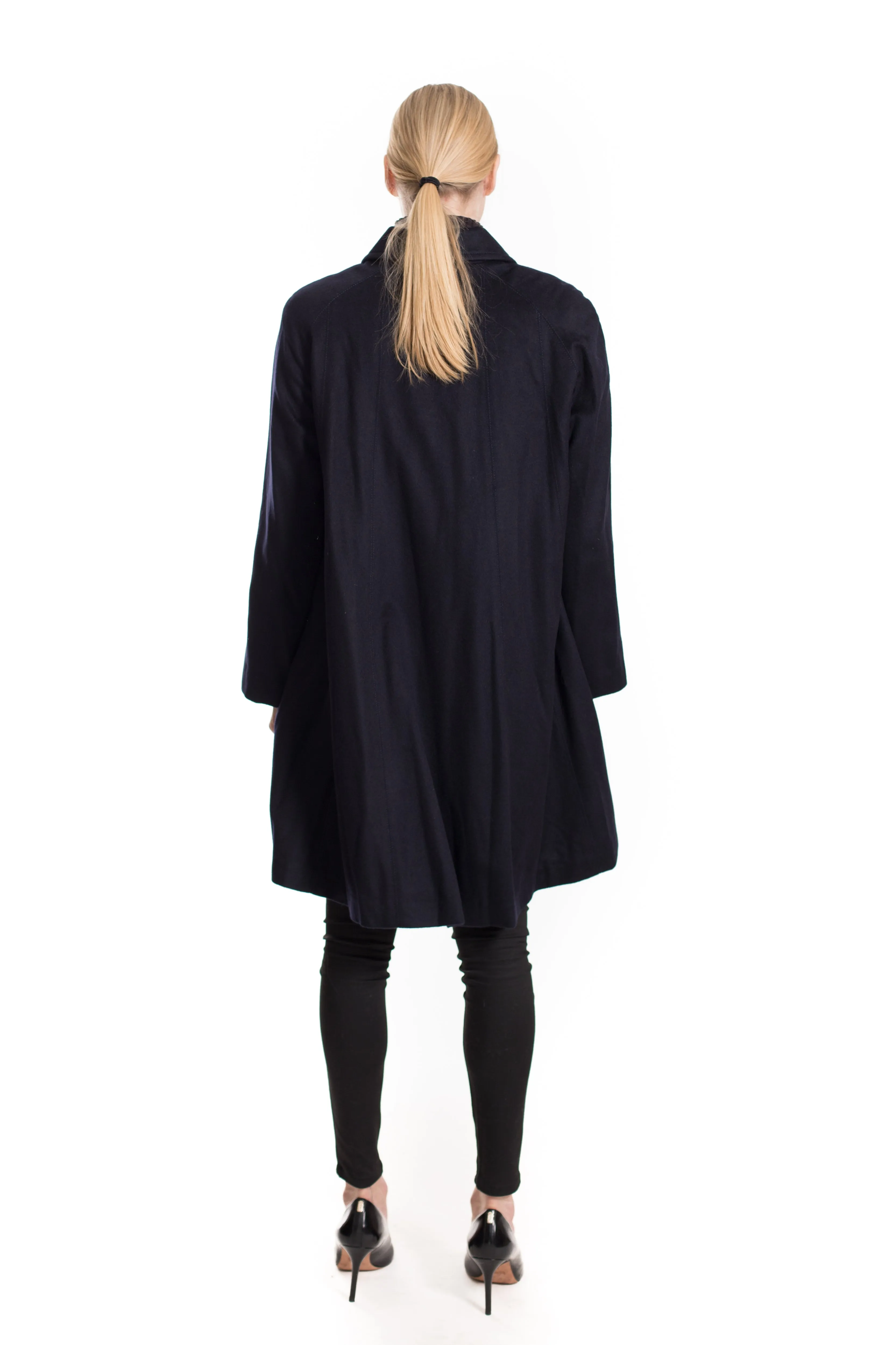 100% Cashmere Swing Coat - Navy