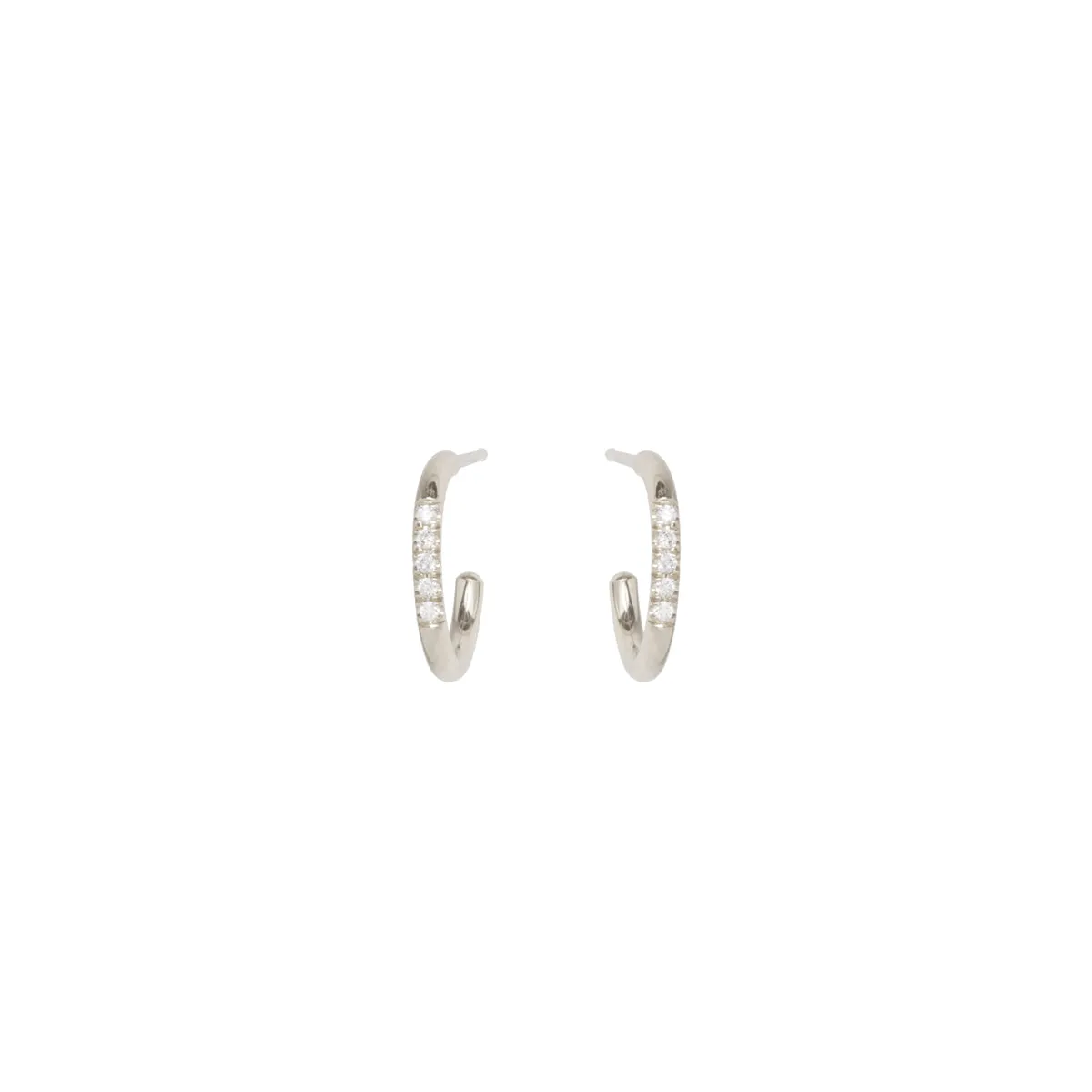 14k 5 Diamond Thick Huggie Hoops