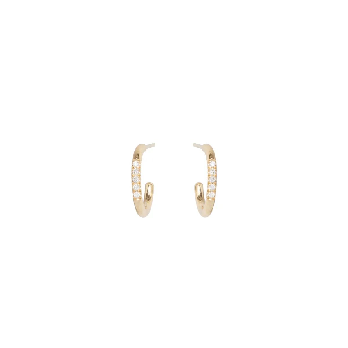 14k 5 Diamond Thick Huggie Hoops