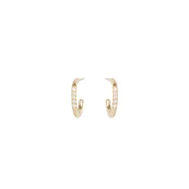 14k 5 Diamond Thick Huggie Hoops