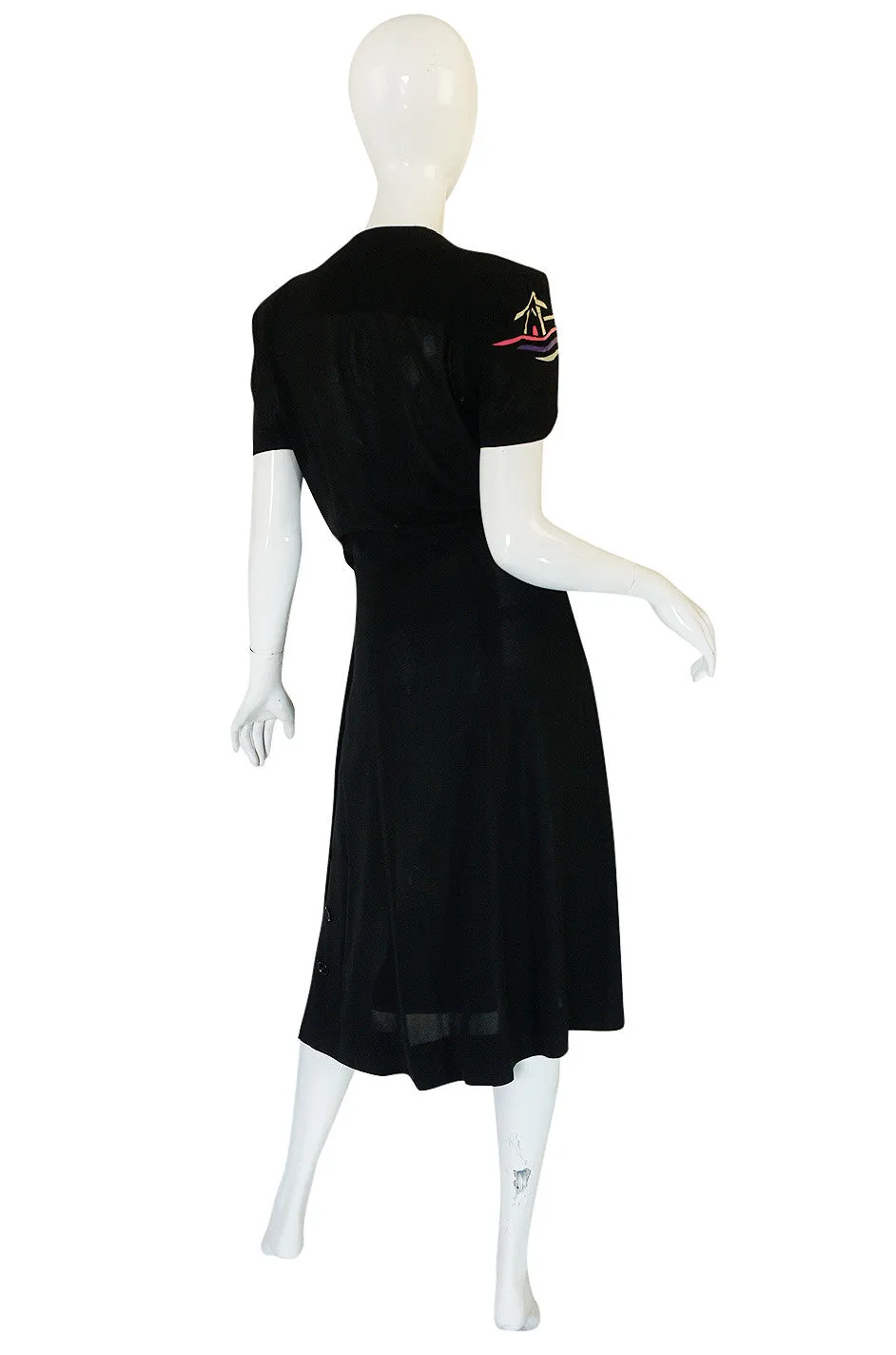 1940s Inset Scenes Eisenberg & Sons Originals Button Swing Dress