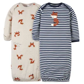 2-Pack Baby Boys Fox Gowns