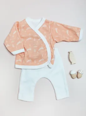 2 piece wrap top & trouser set, Leaping Bunnies, Organic Cotton