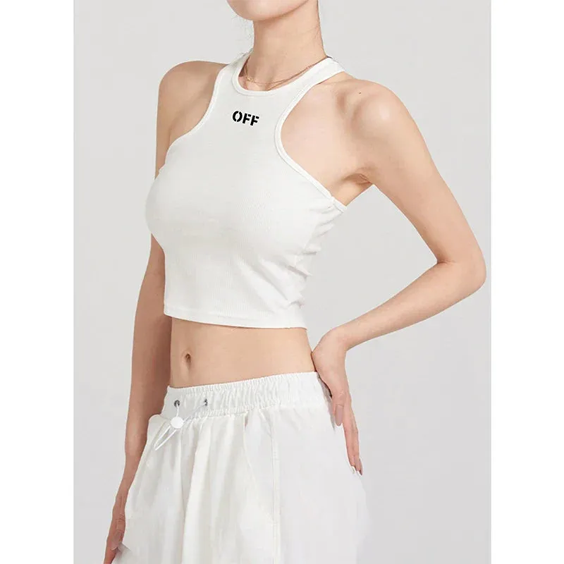 2024 Sexy White Ribbed Knit Top for Women