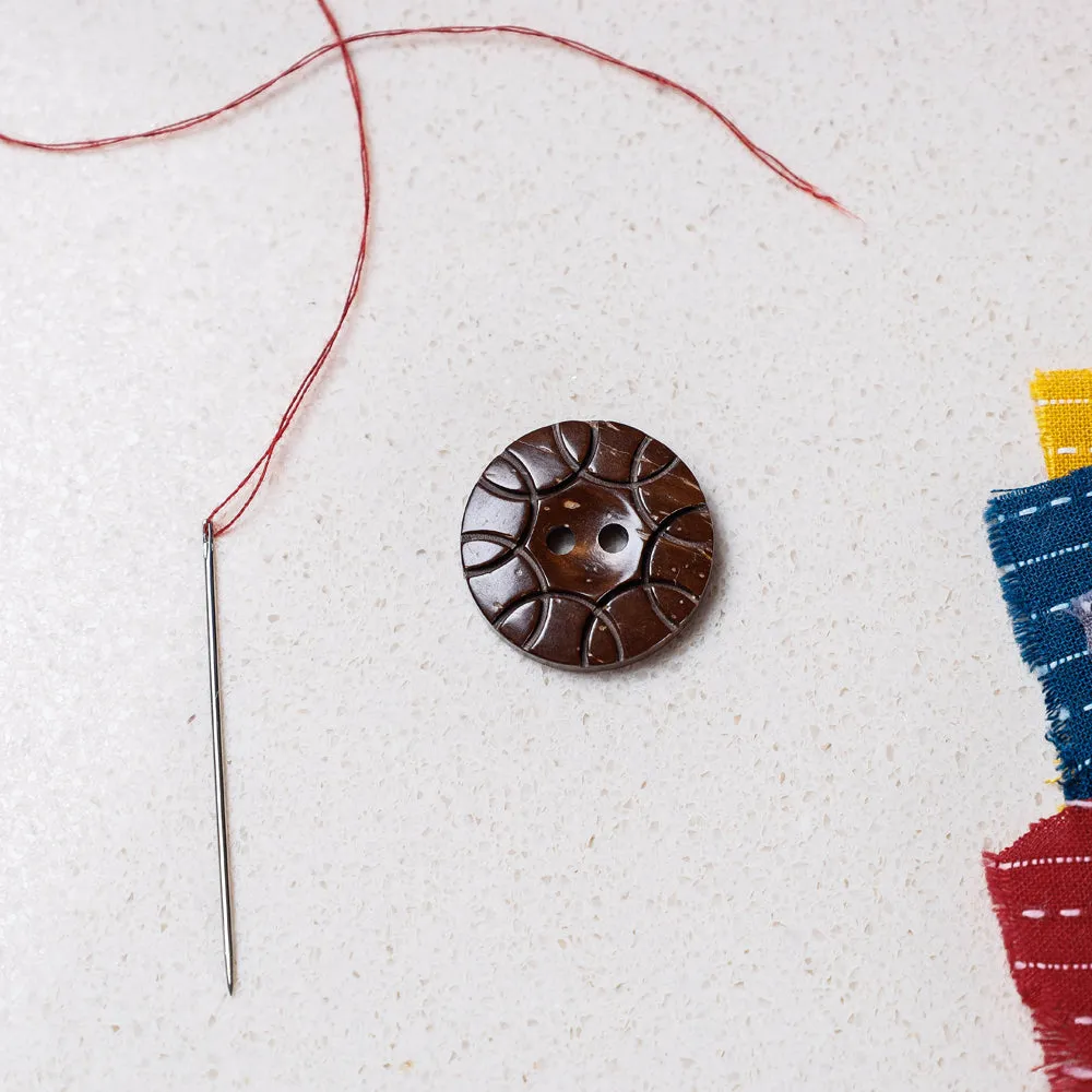 23mm Hand Carved Coconut Shell Clothing Button (Single Piece)