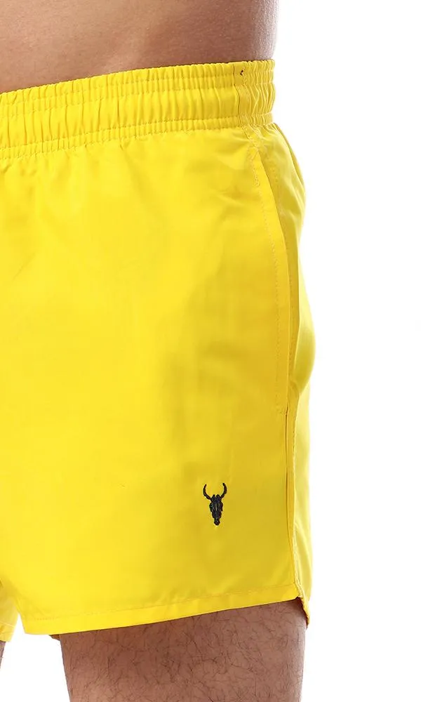 39765 Plain Elastic Waist Yellow Swim Shorts