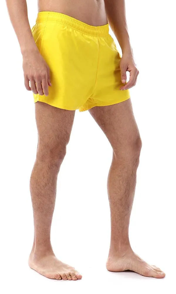 39765 Plain Elastic Waist Yellow Swim Shorts