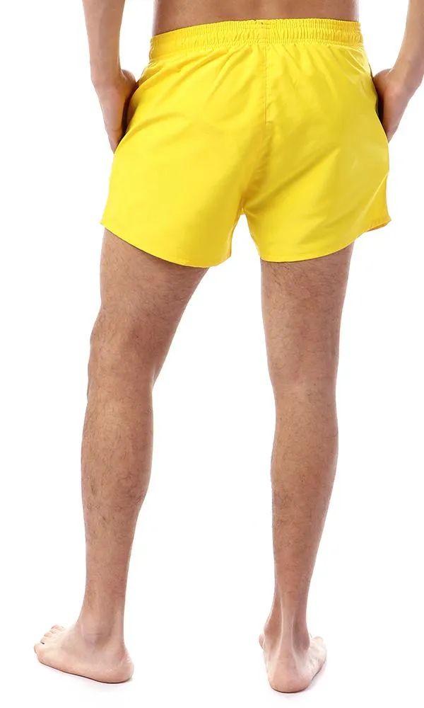 39765 Plain Elastic Waist Yellow Swim Shorts