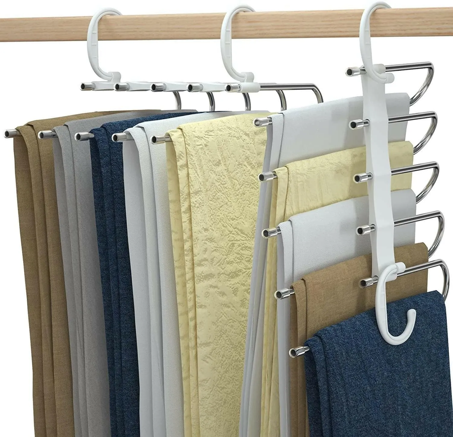 5 in 1 Multi Layer Steel Foldable Hangers Multi Purpose Wardrobe Clothes Hanger for Trousers Pants Jeans