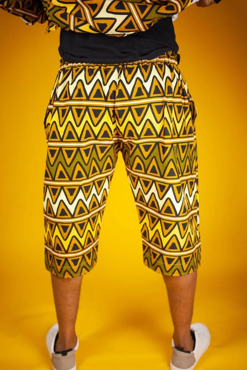 African Shorts In Earthy Tones Mud Cloth