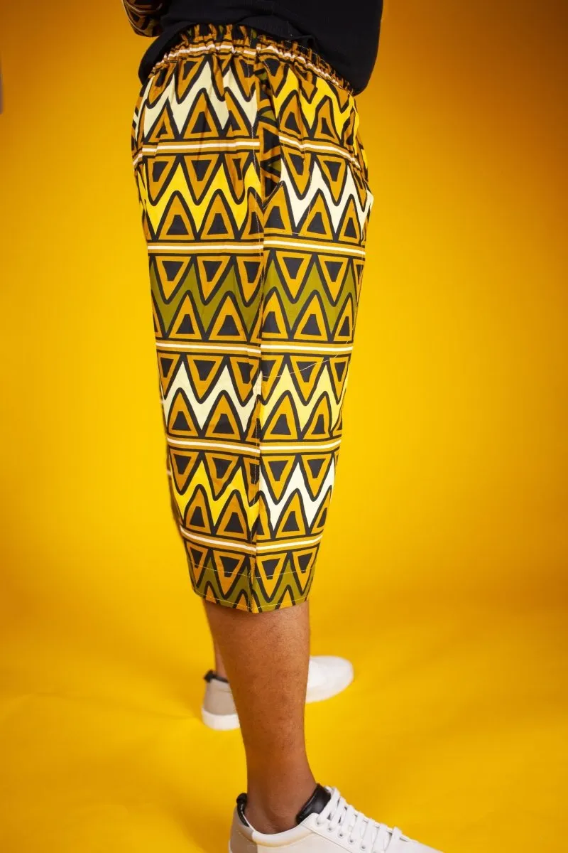 African Shorts In Earthy Tones Mud Cloth