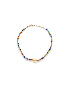 Alaia Gold Plated Necklace w. Mixed coloured Beads