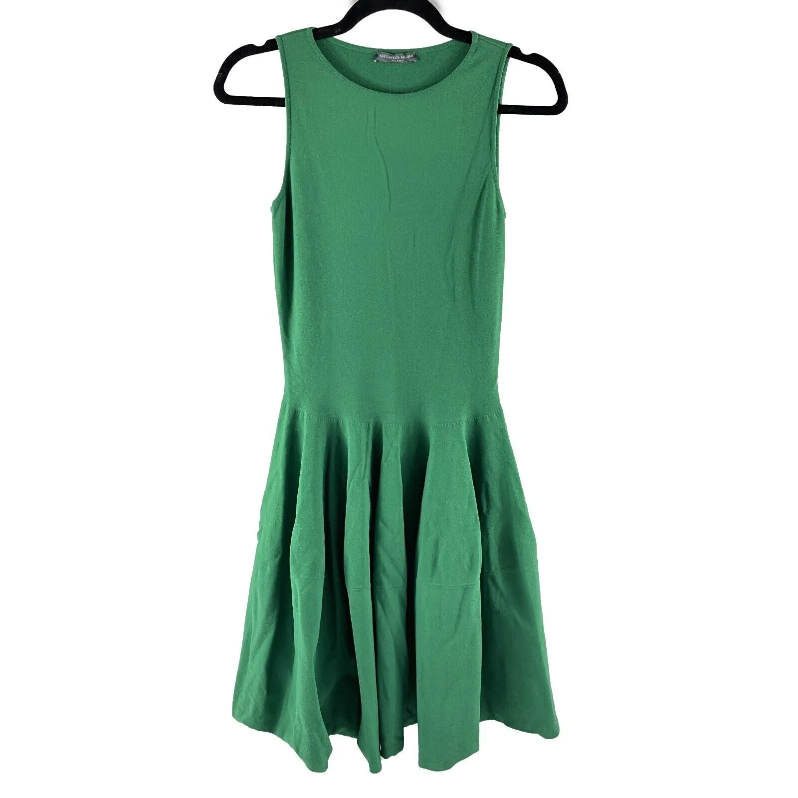 Alexander McQueen - Solid Sleeveless Midi Flare - Green Dress - XS