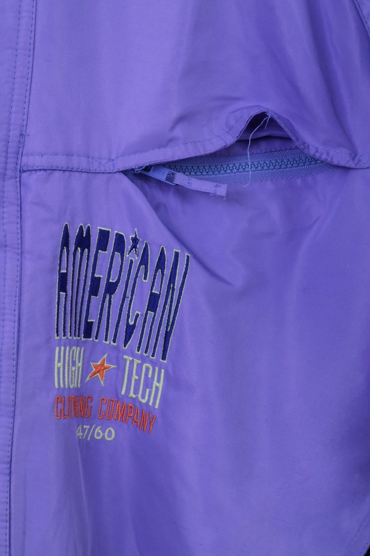 American Clothing Company Mens S Jacket Purple High Tech Full Zipper Hooded Retro Top