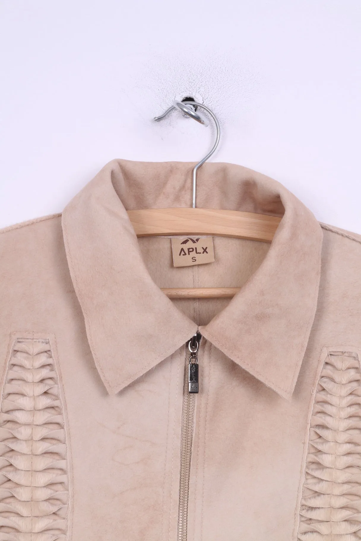 APLX Womens S Jacket Beige Detailed Country Wear Zip Up Top