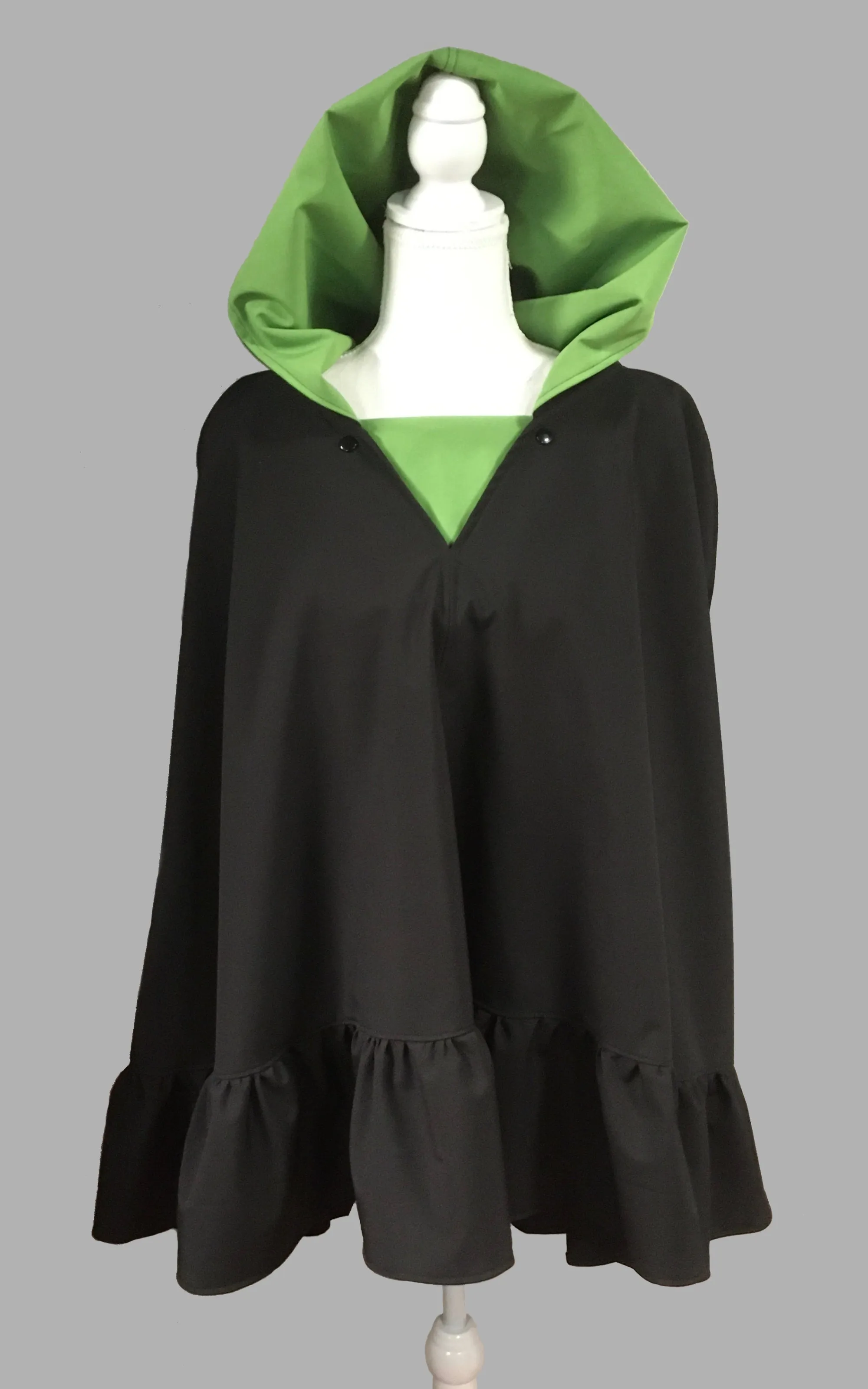 *Apple Green and Black Poncho