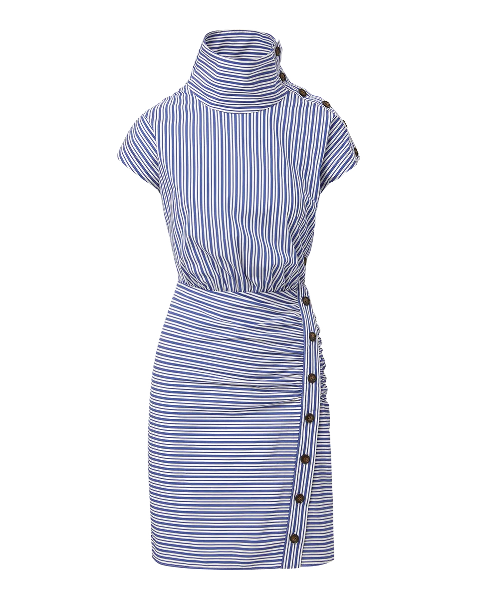 Arabel Striped Poplin Asymmetrical Dress