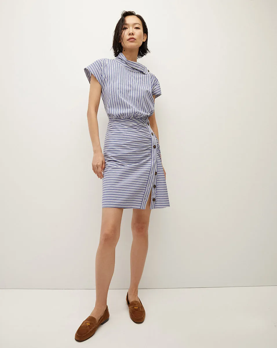 Arabel Striped Poplin Asymmetrical Dress