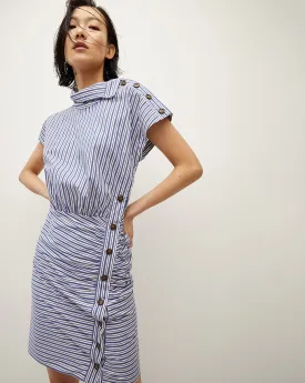 Arabel Striped Poplin Asymmetrical Dress