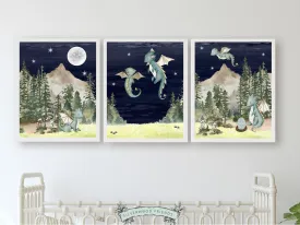 Baby Dragon Night Nursery Prints