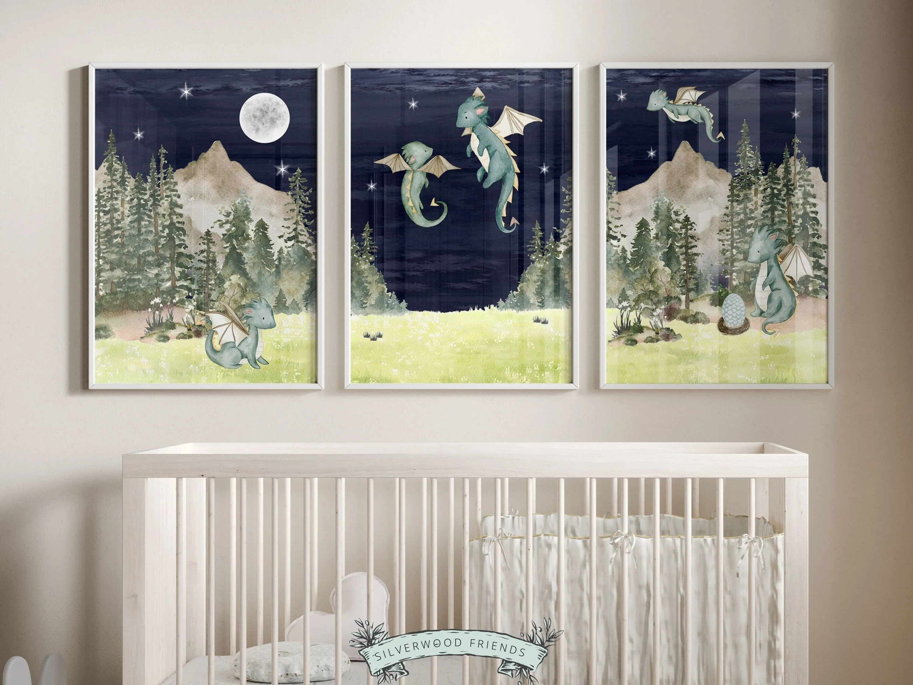 Baby Dragon Night Nursery Prints