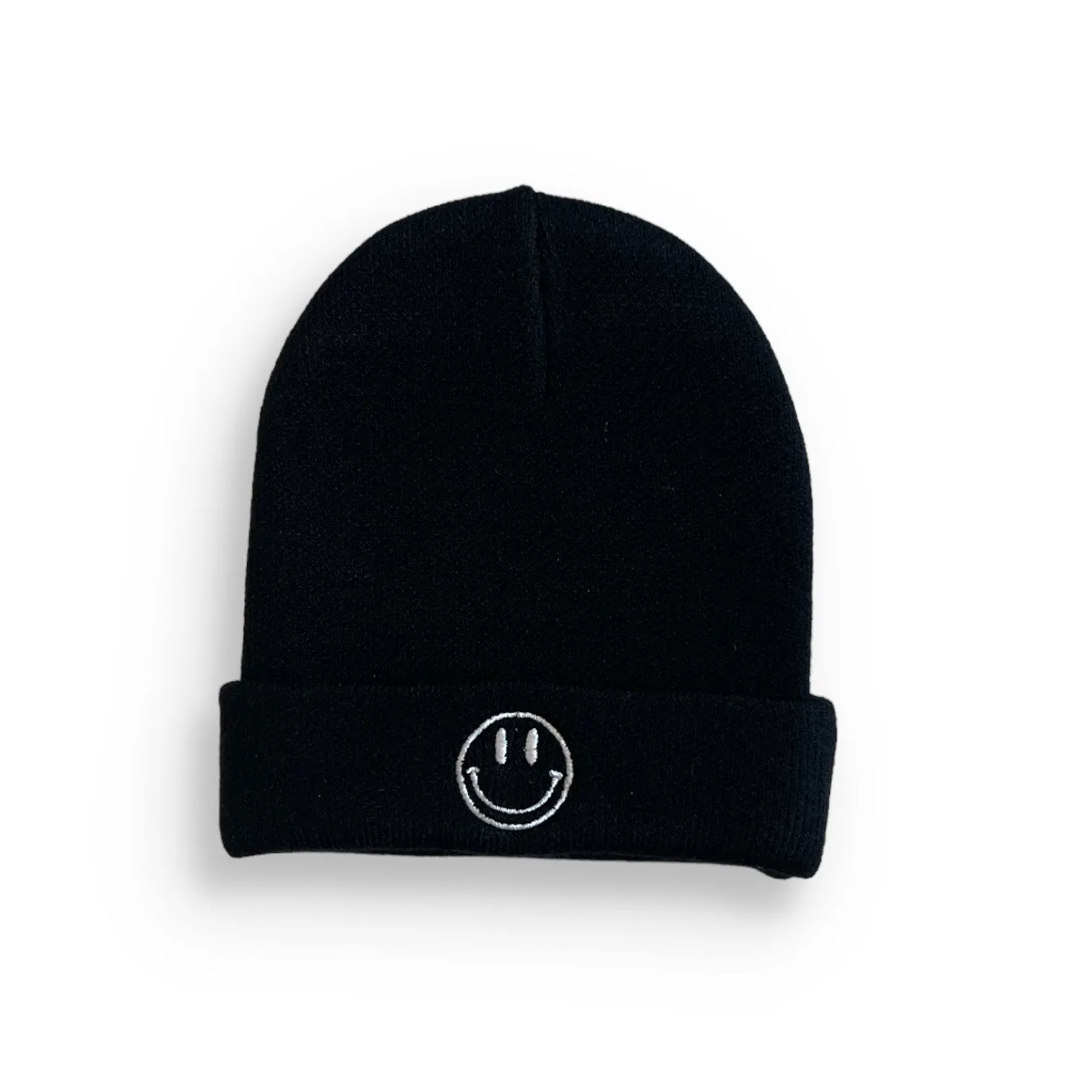 BAMBOO CUFF SMILE BEANIE- Black