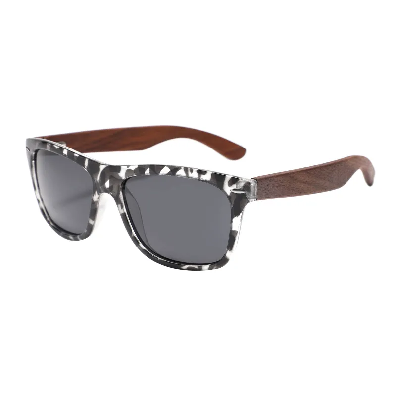 Bamboo Polarized Zebra Frame Sunglasses