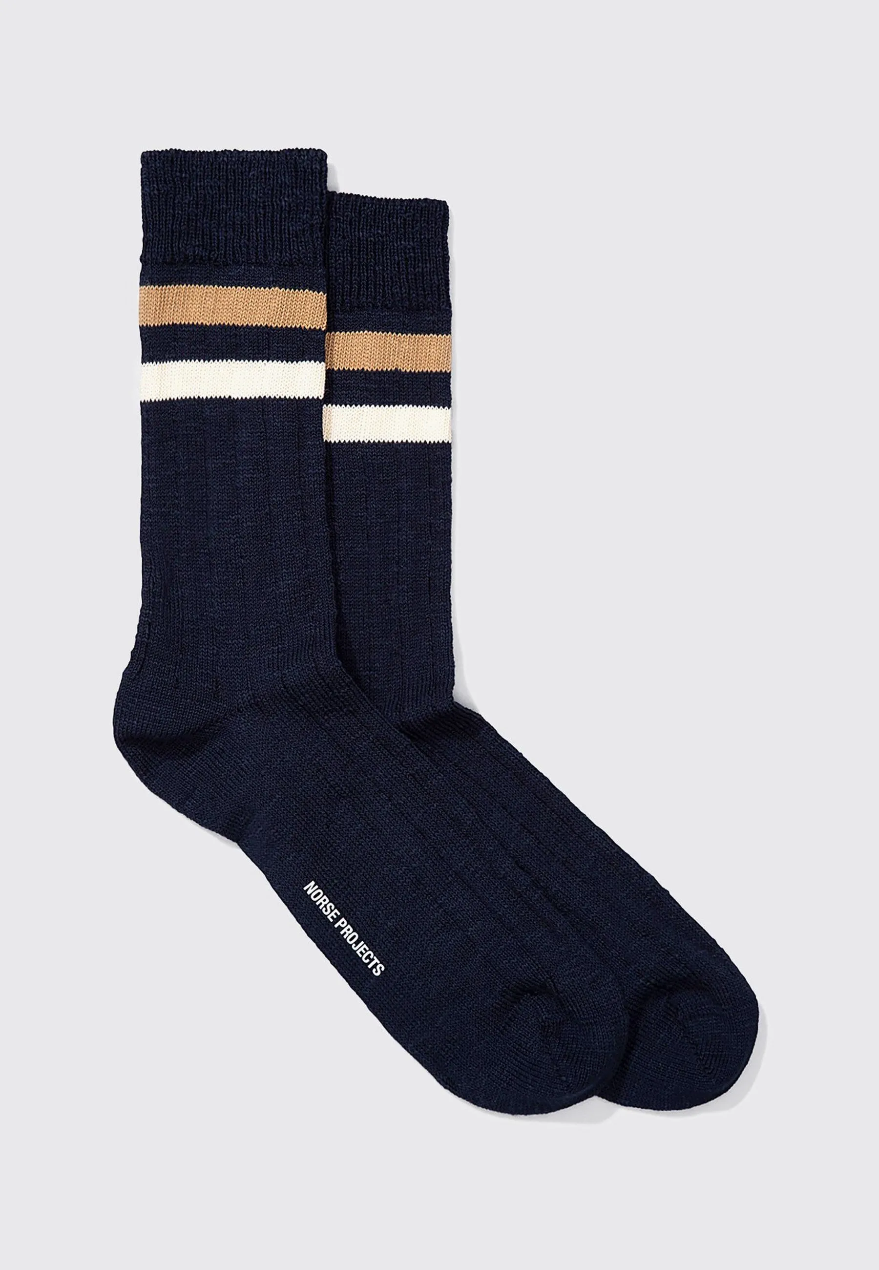 Bjarki Slub Stripe Socks - dark navy