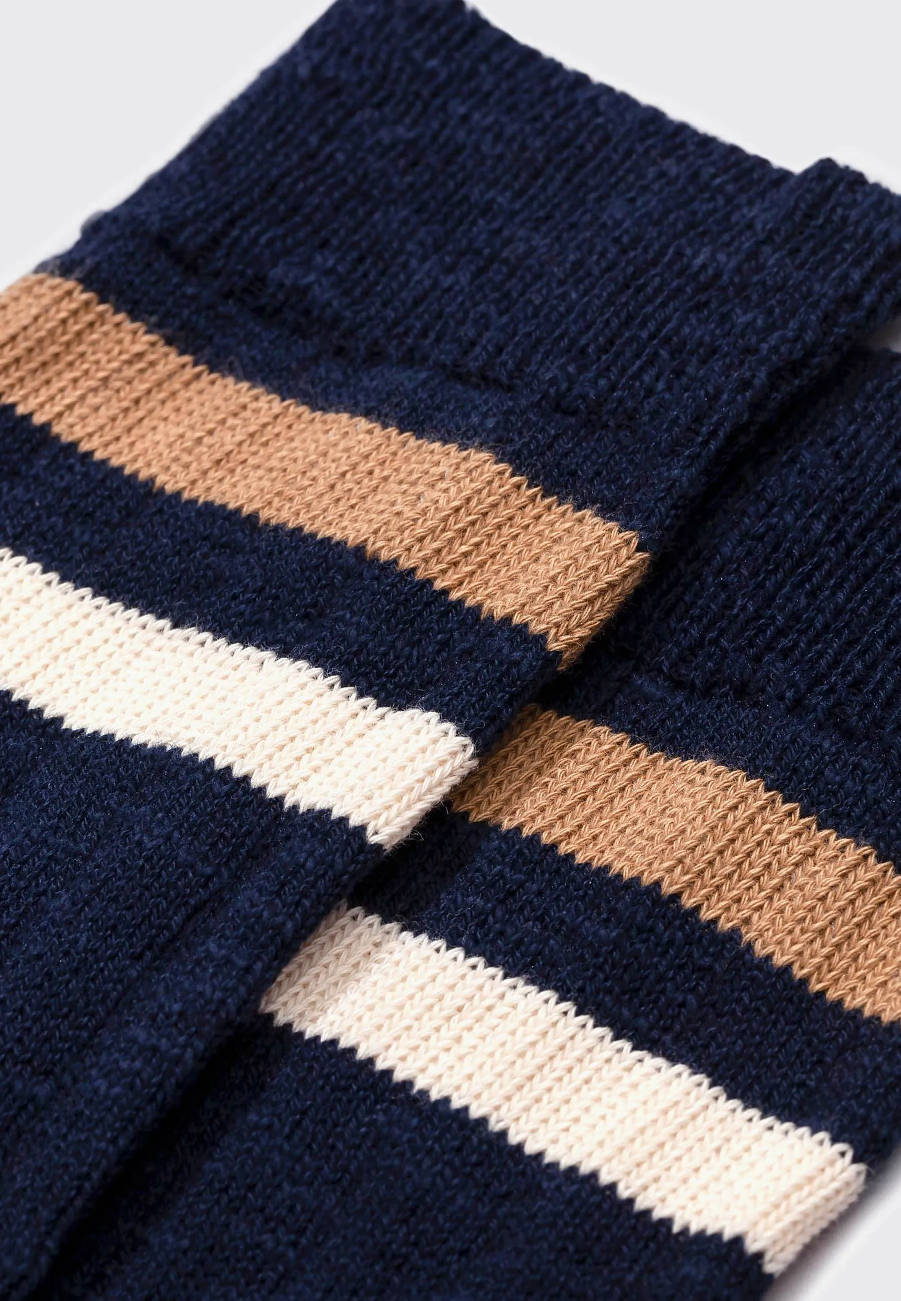 Bjarki Slub Stripe Socks - dark navy