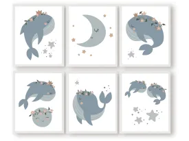 Blue Whale Nursery Prints