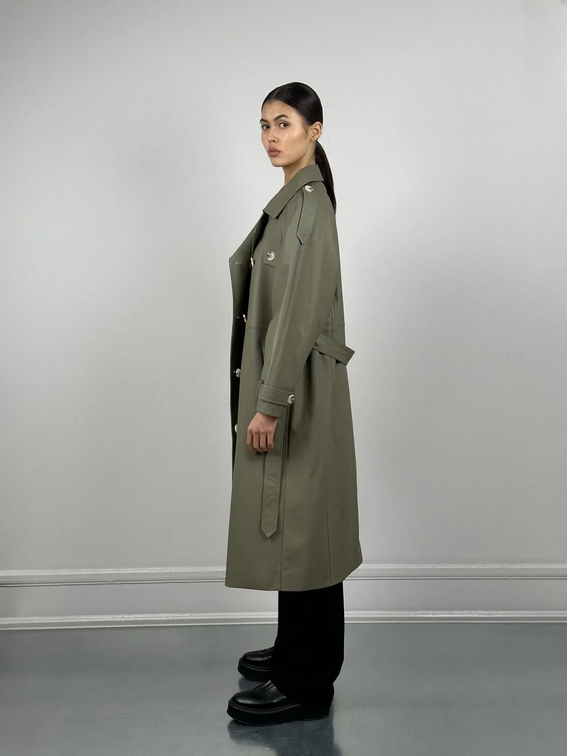 BOBBY LEATHER COAT- GREEN