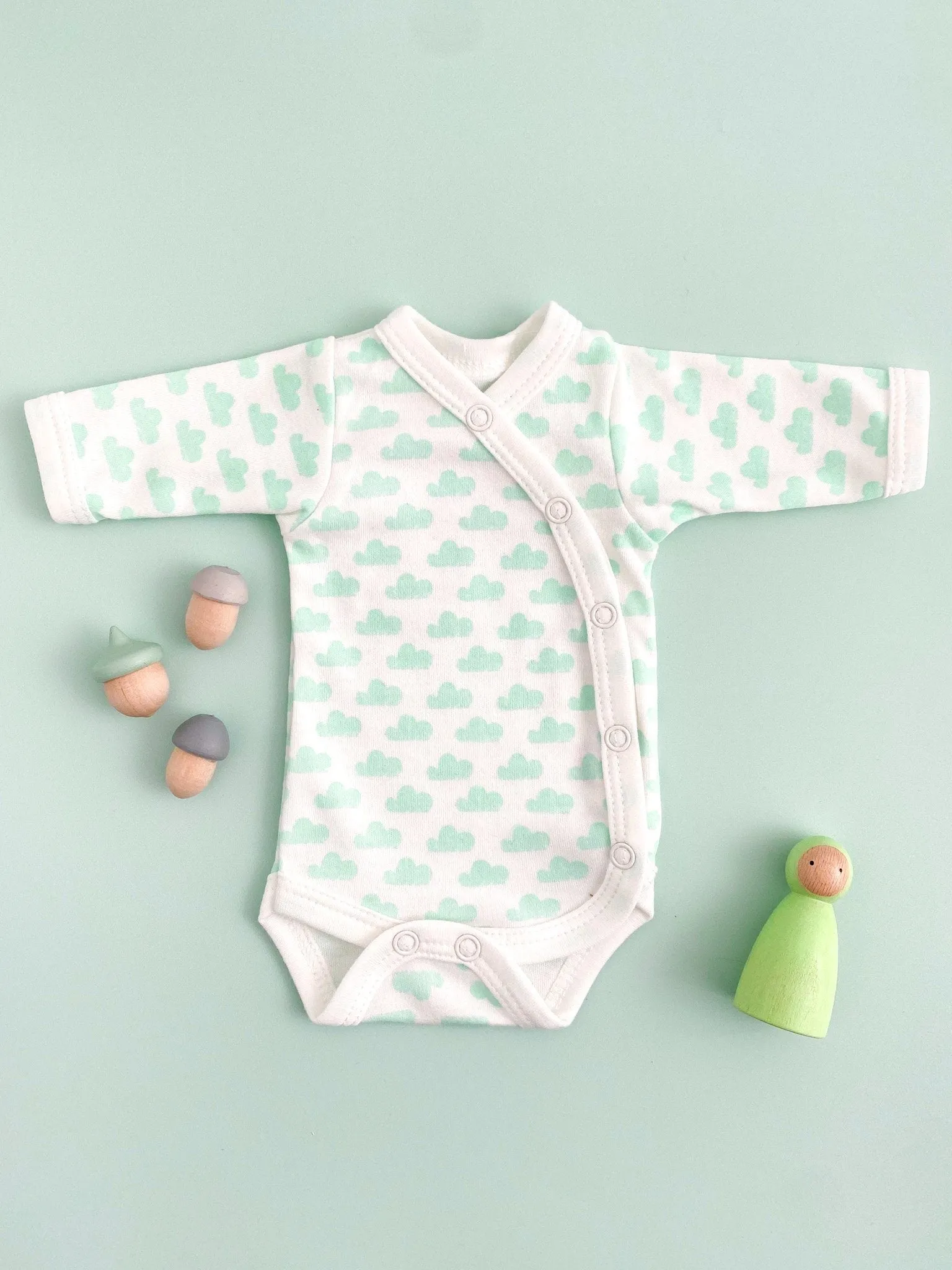 Bodysuit, Mint Cloud, Premium 100% Organic Cotton