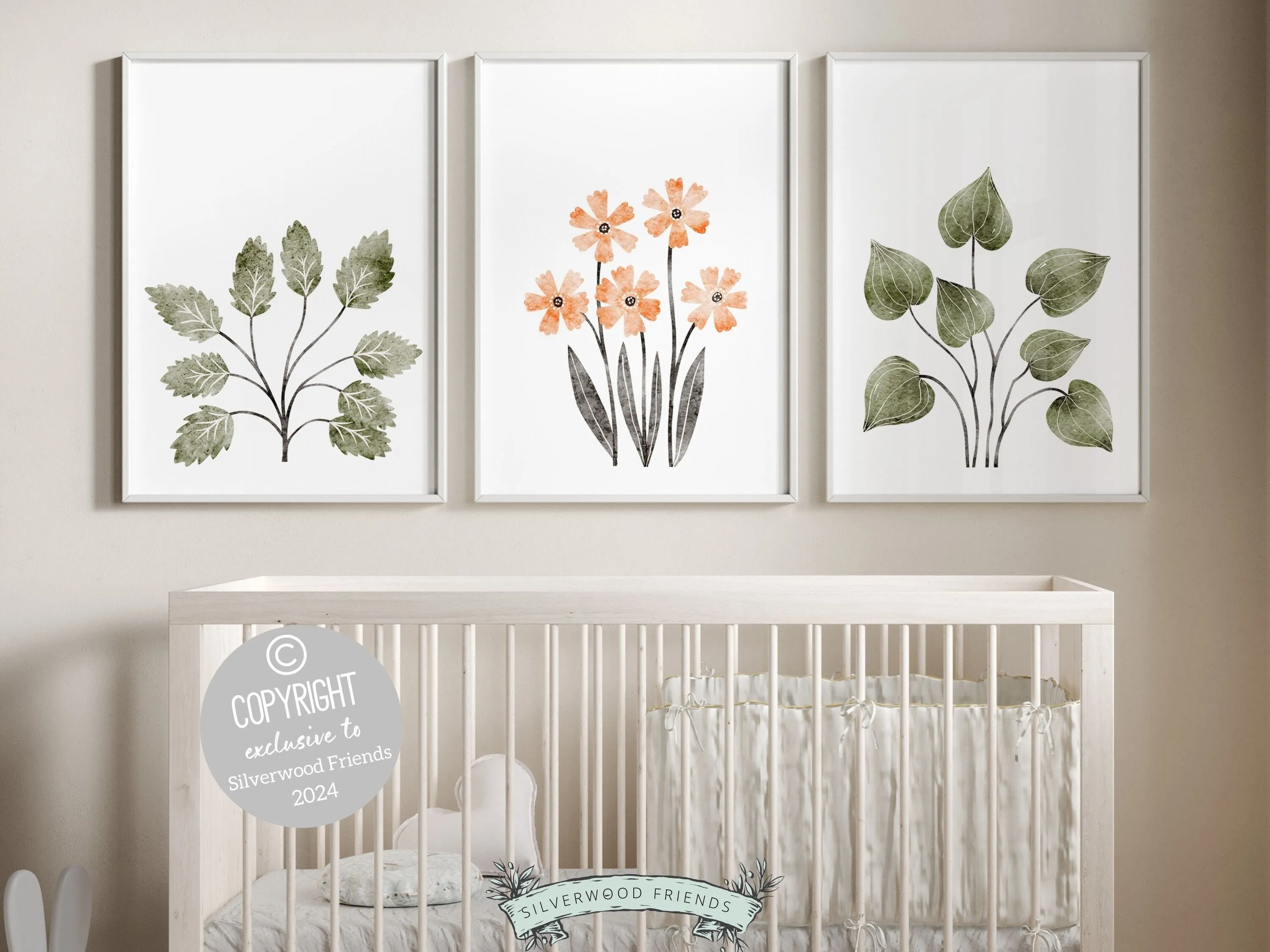 Botanical Nursery Prints - Set of 3