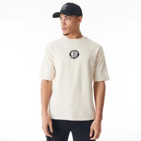 Brooklyn Nets NBA Lifestyle Velour Light Beige Oversized T-Shirt