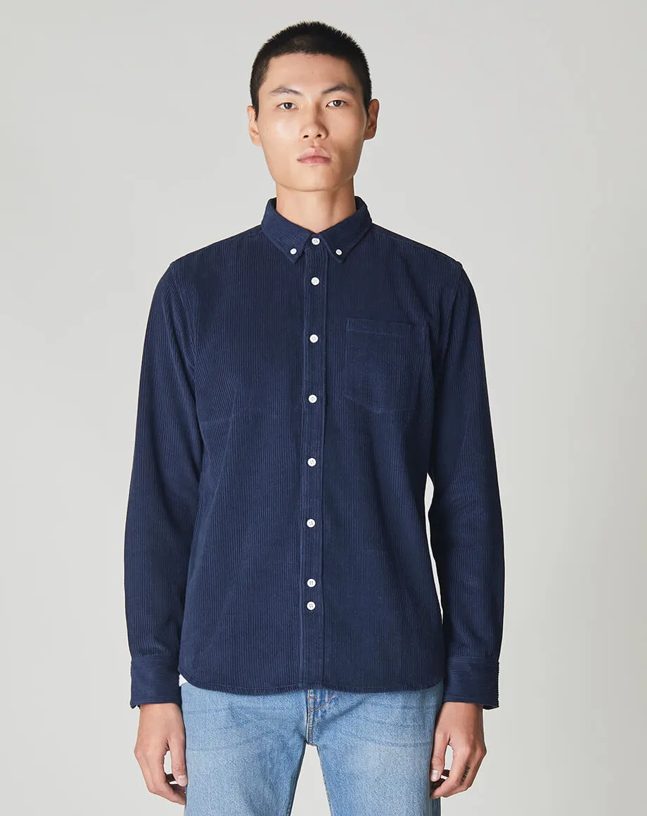 CAESAR BUTTON DOWN CORDUROY MENS SHIRT | BLUE