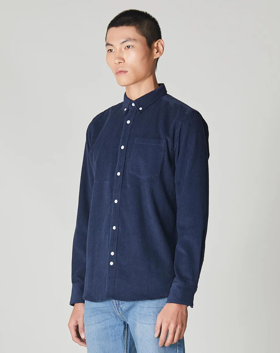 CAESAR BUTTON DOWN CORDUROY MENS SHIRT | BLUE