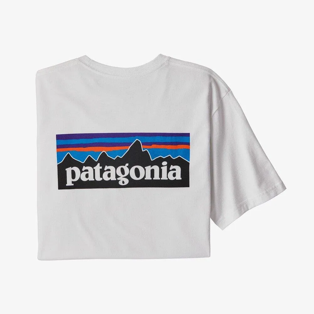 Camiseta Patagonia P-6 Logo Responsibili-Tee Blanca Clásica para Hombre