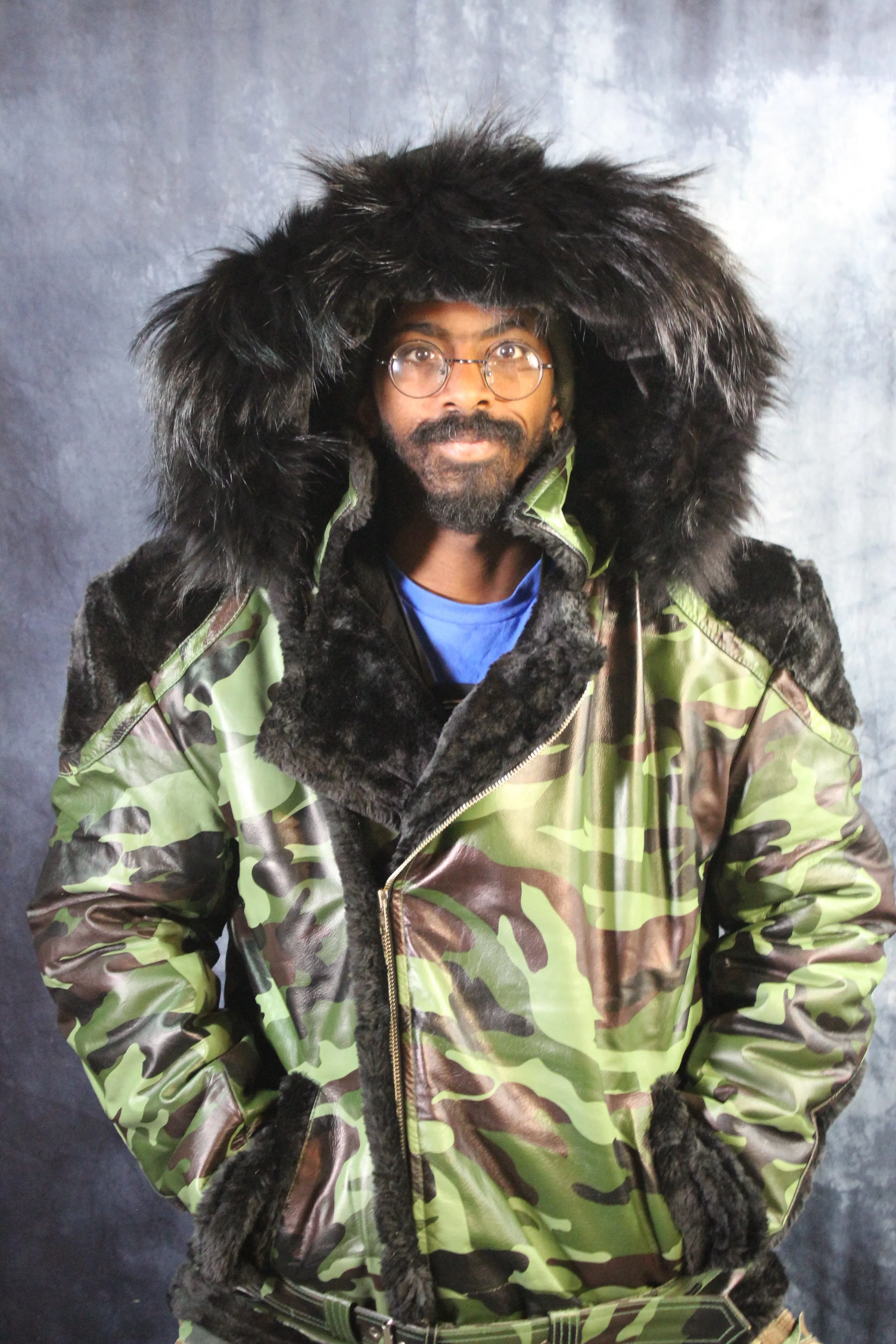 Camo Leather and Fur Jacket by Otter and The Fox