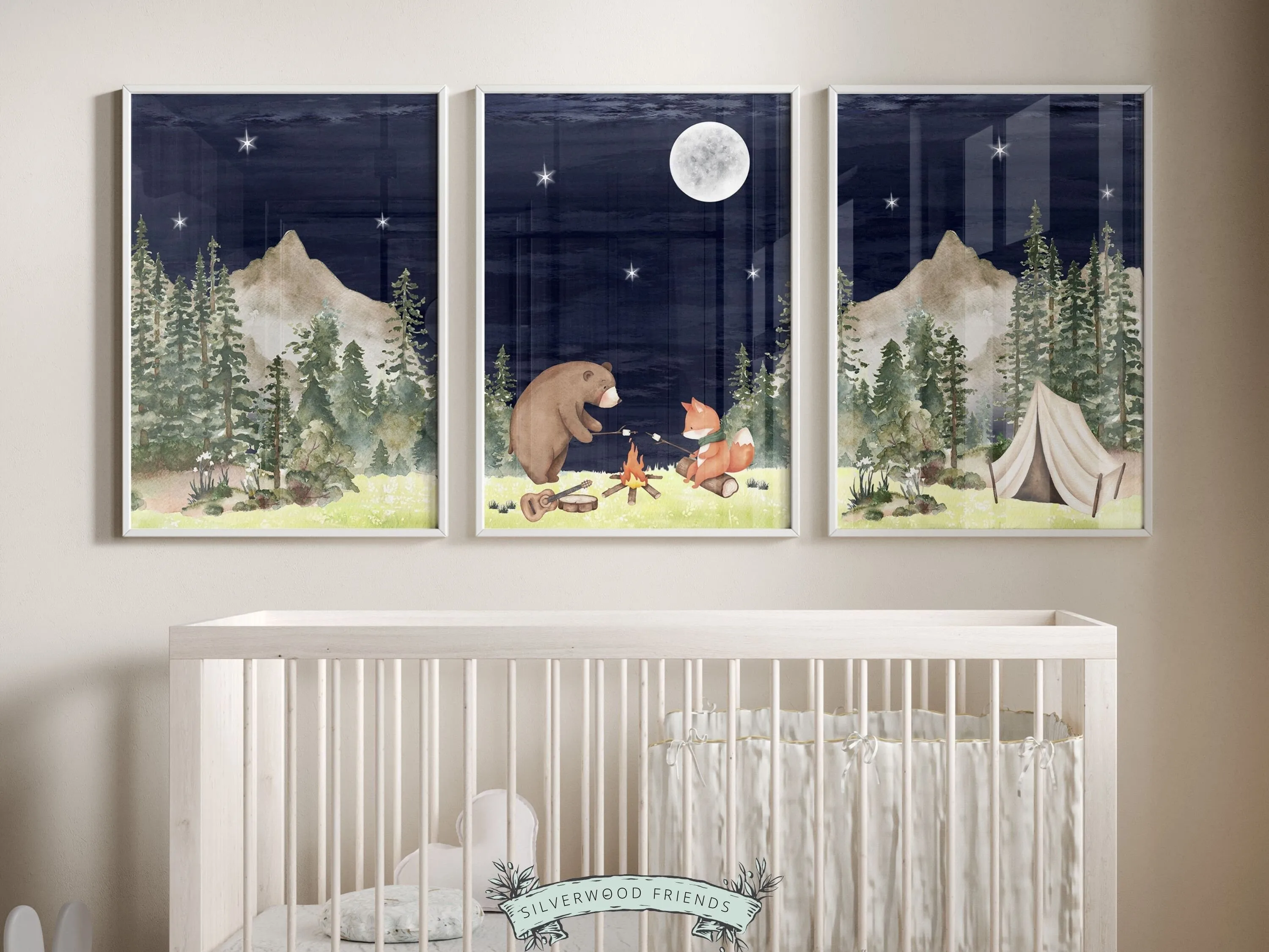 Camping Animals Nursery Prints