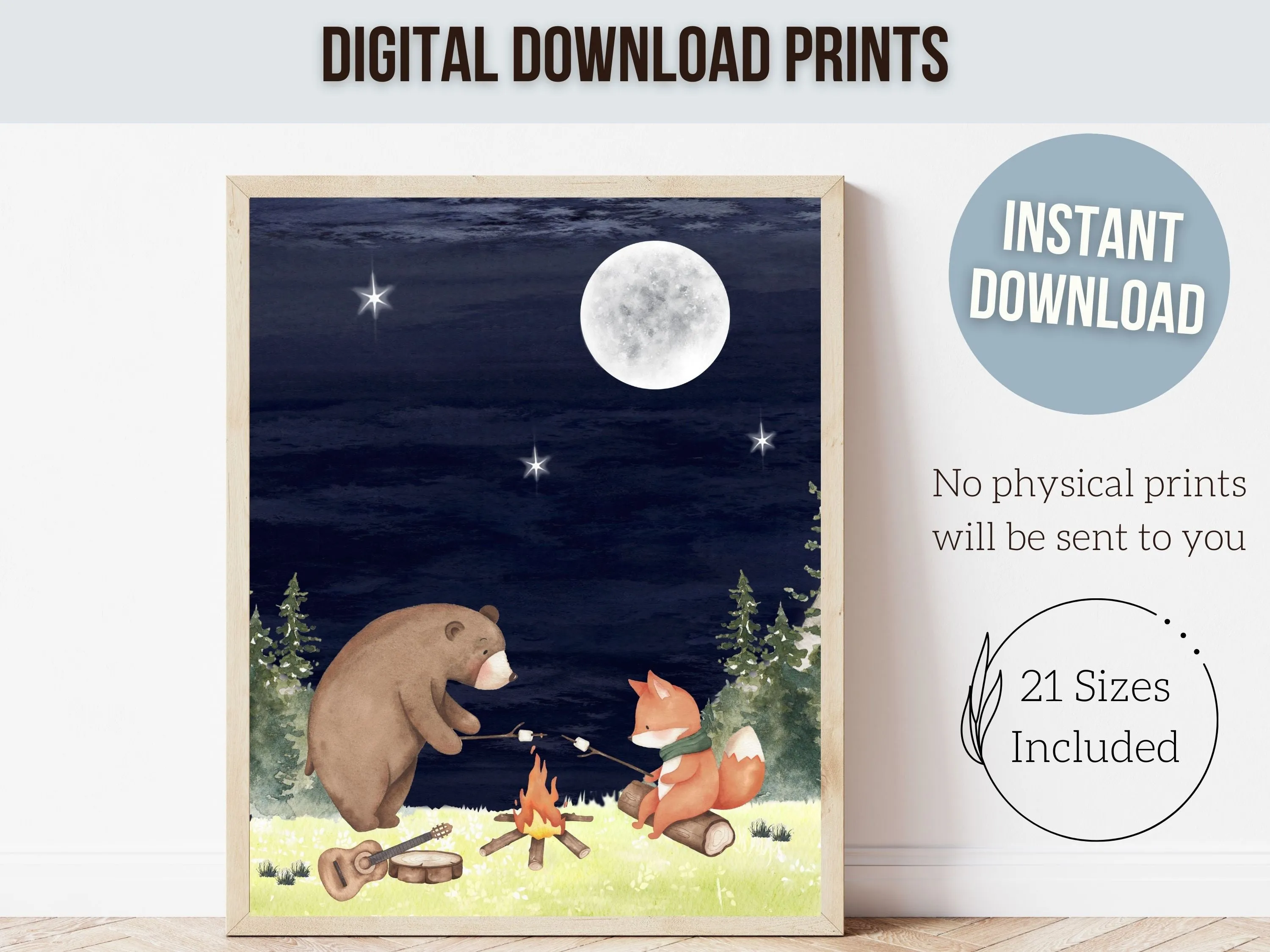 Camping Animals Nursery Prints