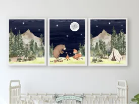 Camping Animals Nursery Prints