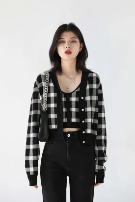 Checker Spaghetti Strap Two-Piece Top