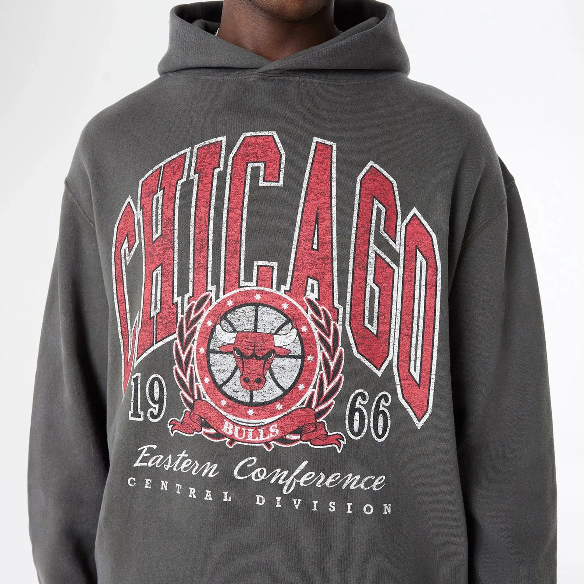 Chicago Bulls Oversized Essential Dark Grey Oversized Pullover Hoodie