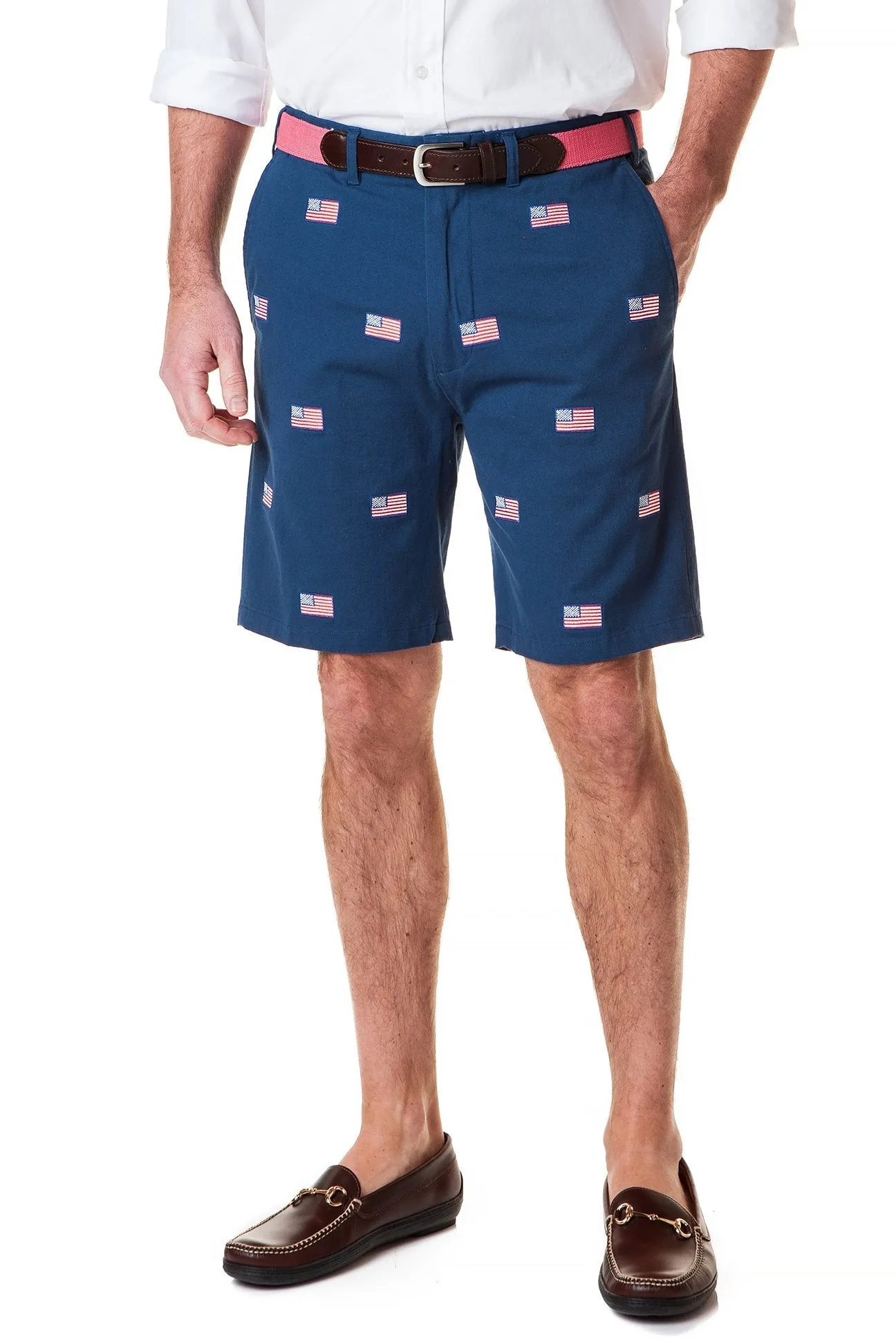 Cisco Short Stretch Twill Nantucket Navy With American Flag