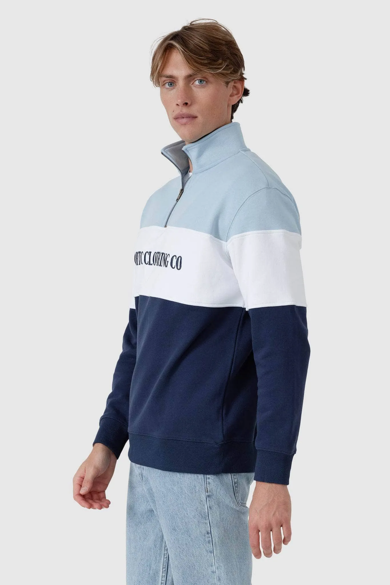 Classic Logo Quarter Zip Blue and Navy