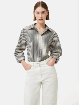 Cotton Poplin Stripe Shirt | Cream