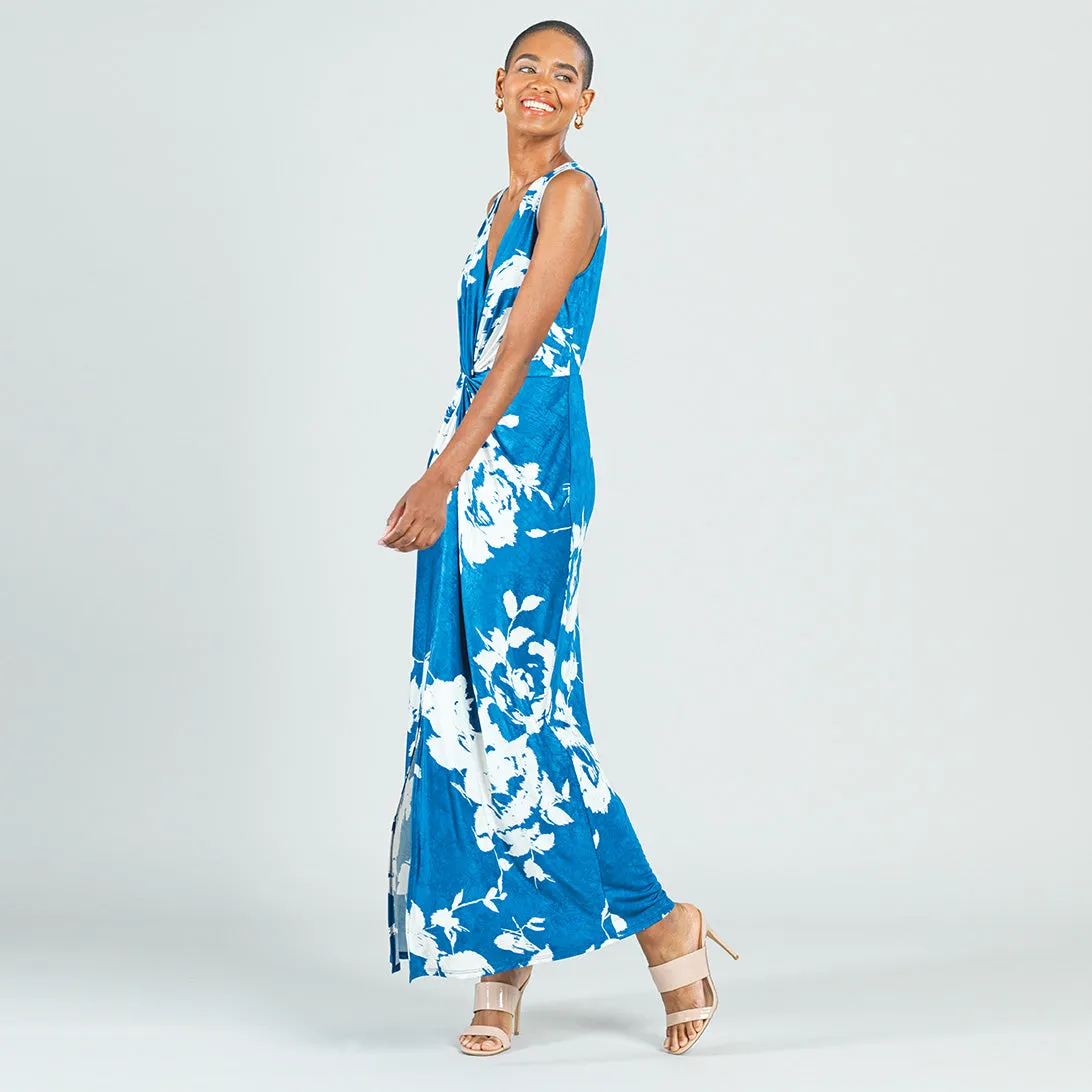 Crushed Silk Knit - Center Slit Maxi Dress - Dreamy Floral - Final Sale!