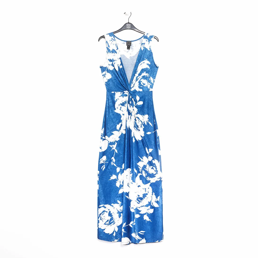 Crushed Silk Knit - Center Slit Maxi Dress - Dreamy Floral - Final Sale!