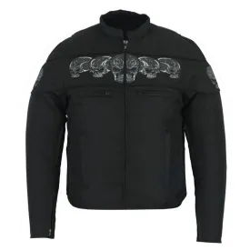 Daniel Smart Black Textile Scooter Jacket w/ Reflective Skulls