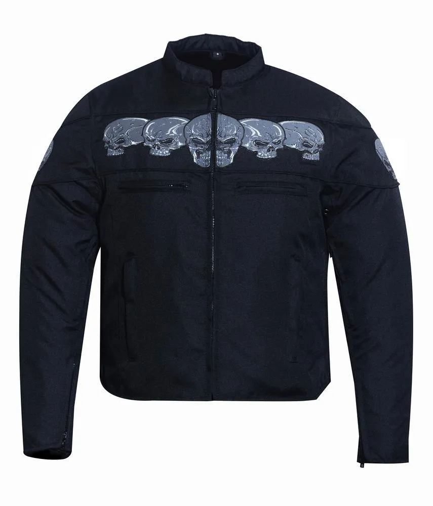 Daniel Smart Black Textile Scooter Jacket w/ Reflective Skulls